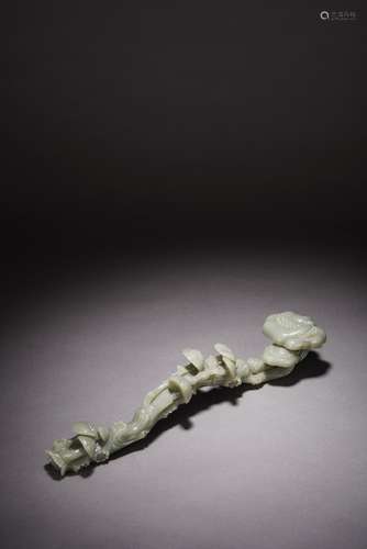 A CHINESE CELADON JADE 'LINGZHI' RUYI SCEPTER