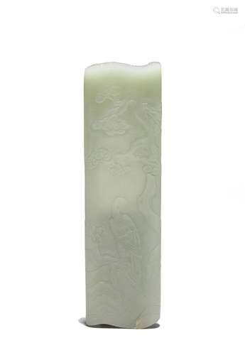 A CHINESE CELADON JADE 'EAGLE' WRIST REST