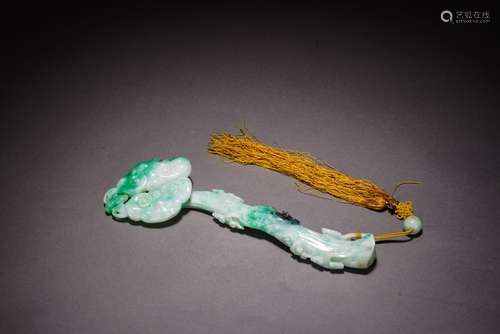 A CHINESE JADEITE 'LINGZHI' RUYI SCEPTER