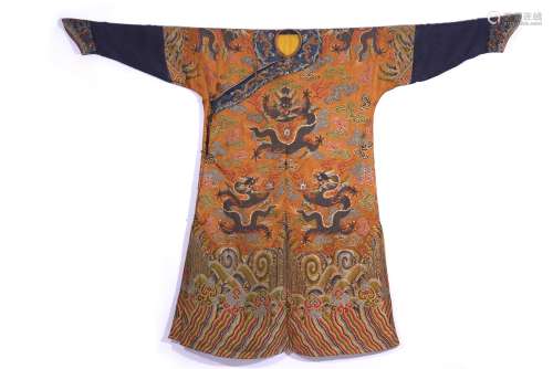 A CHINESE KESI YELLOW GROUND DRAGON ROBE