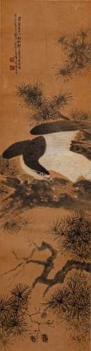 A CHINESE COLOR AND INK 'EAGLE' HANGING SCROLL