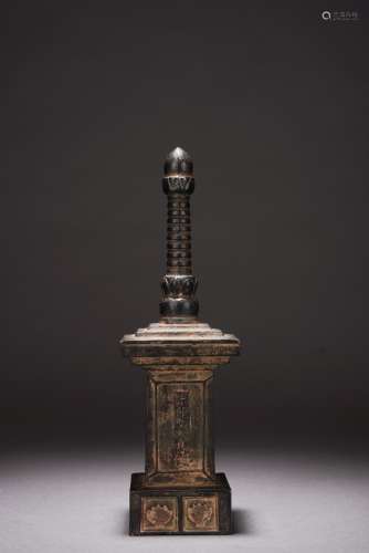 A CHINESE BRONZE BUDDHIST PAGODA MODEL