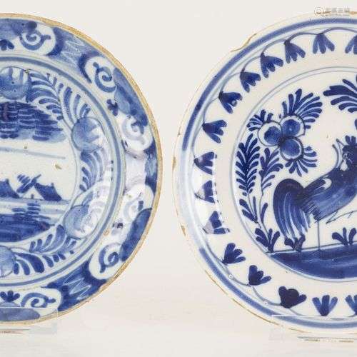 A set of (2) small Delft plates, Dutch, 18th century.