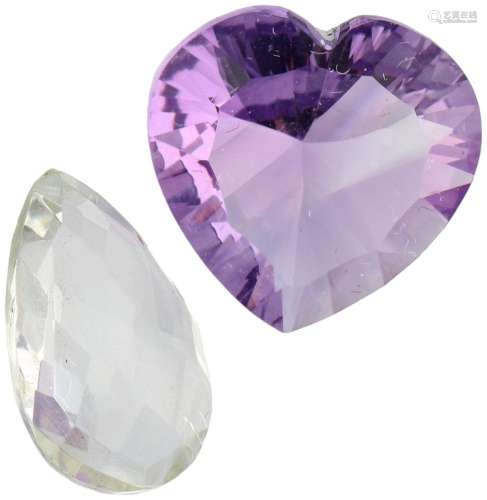 Two GLI Certified Natural Purple (4.10 ct.) and Green Amethy...