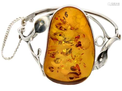 Silver bangle set with amber - 925/1000.