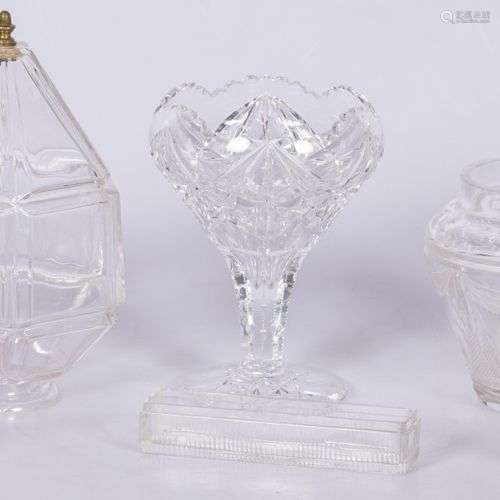 A lot of various glassware including a ceiling lamp and a cu...
