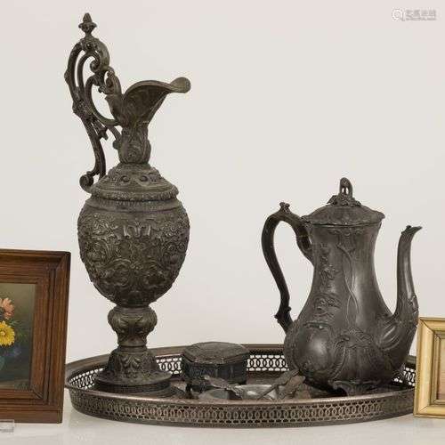 A lot miscellaneous a.w. a ZAMAC decorative jug, 20th centur...