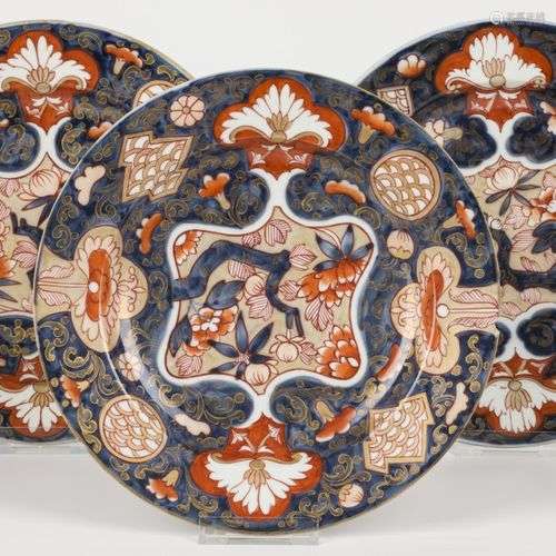 A set of (3) Japanese deep plates, Imari decoration.