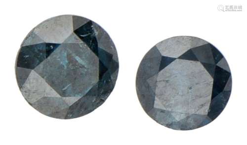 Lot of two Natural Blue Diamonds of 0.47 ct. (IGR Certified)...