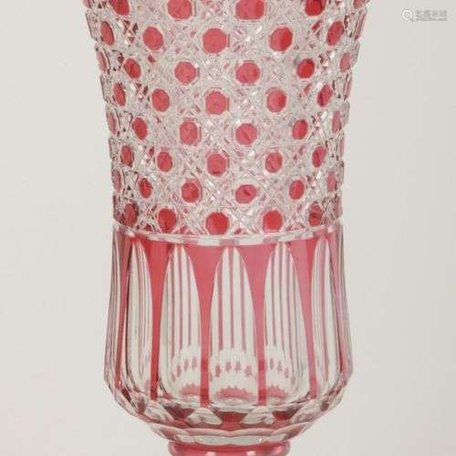A cut crystal vase. Mid. 20th century.