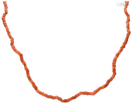 Single strand red coral necklace with a 14K. rose gold closu...