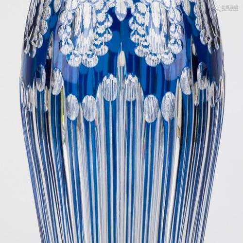 A blue cut glass vase, 1st half 20th C.