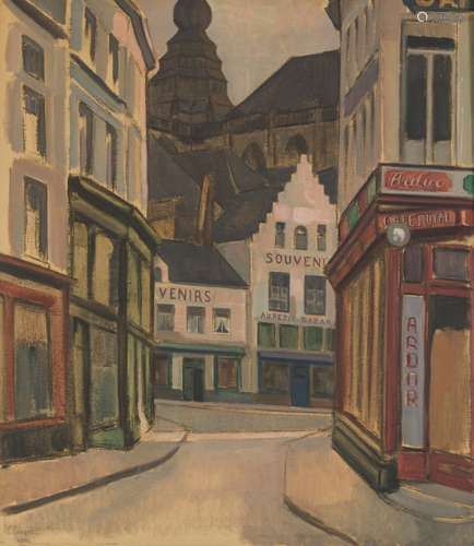 Emile Feront XIX / XX, A street in Antwerp (?).