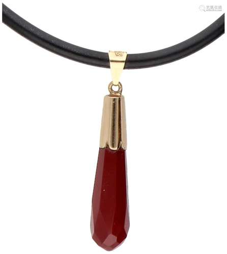 Rubber necklace with a 14K. yellow gold closure and pendant ...