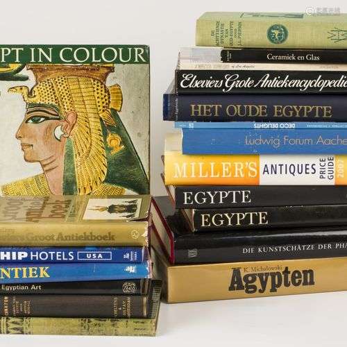 A lot of various books including books about Ancient Egypt, ...