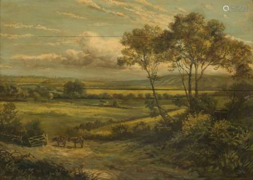 Flemmish School, 19th C. Cattle in a hilly landscape.