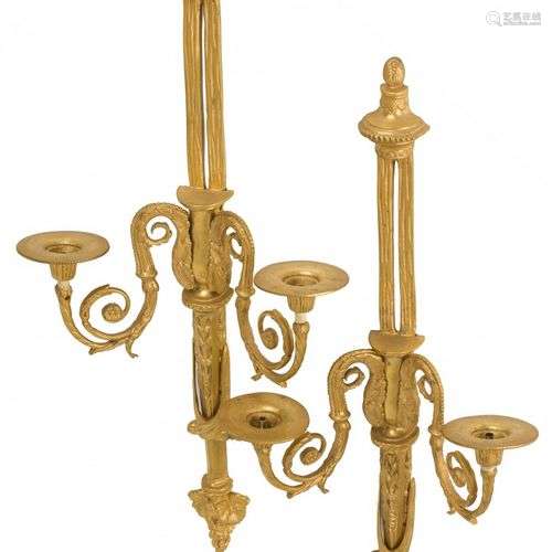 A set of (2) bronze Louis XVI-style wall candelabra, France,...