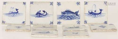 A lot comprised of (10) various blue-and-white Delft tiles, ...