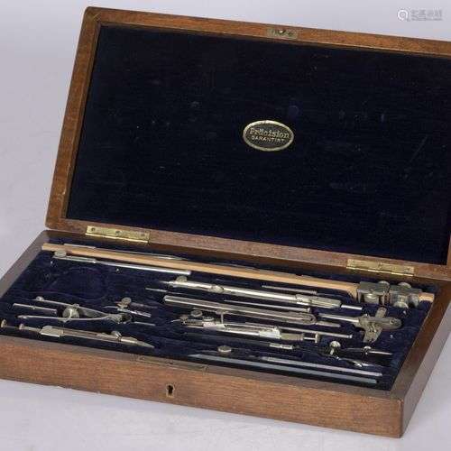An extensive set of compasses in wooden case, Dutch, 1st hal...