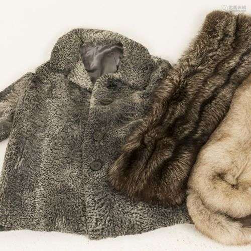 A lot comprised of (3) various fur clothing items, jacket an...