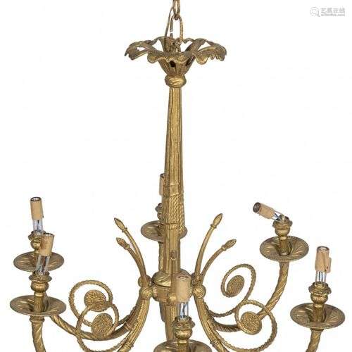 A goldpainted bronze Louis XVI-stijl, pendant chandelier, Fr...