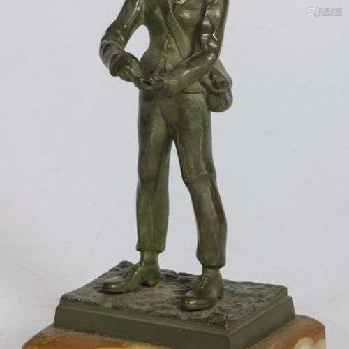 A bronze sculpture of a tradesman/ colporteur, France, 2nd q...