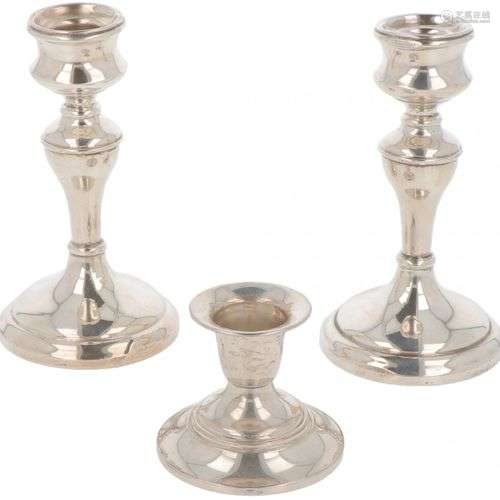 (3) piece lot candlesticks silver.