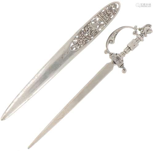 (2) piece lot with silver letter openers.
