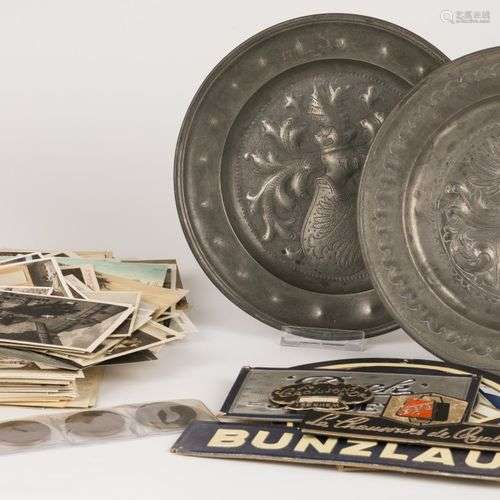 A lot comprising various old postal cards and coins, 20th ce...