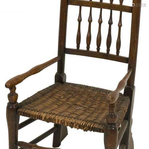 A nutwood highback chair, Dutch, 19th century.