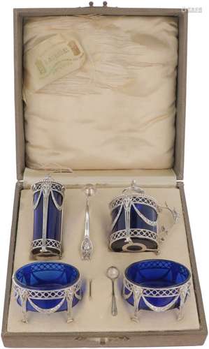 (4) piece condiment set silver.