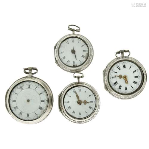 Lot silver men's pocket watches approx. 1850
