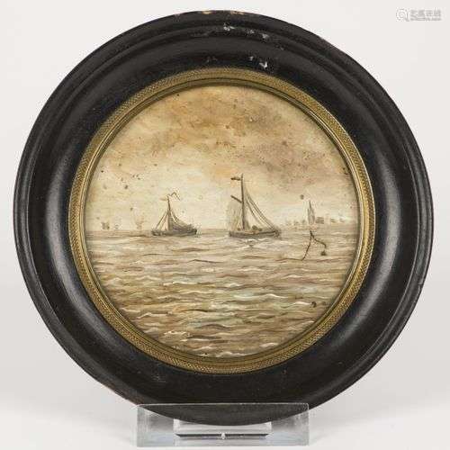 Dutch School, first quarter 20th C. Shipping on the Zuiderze...