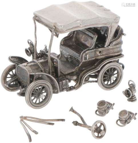 Miniature oldtimer car silver.
