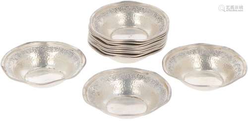 (12) piece set of chocolate bowls silver.