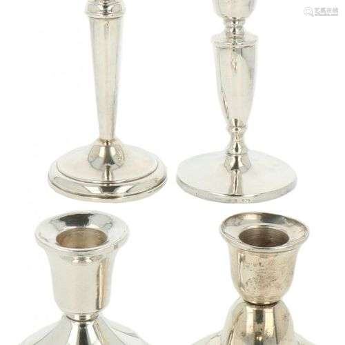 (4) Piece lot of candlesticks silver.