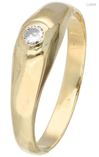 14K. Yellow gold solitaire ring set with approx. 0.06 ct. di...