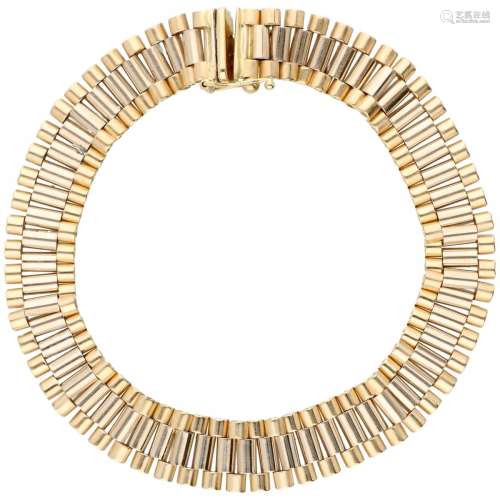 14K. Bicolor gold Italian design rolex link bracelet.