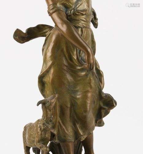 Signed Auguste Moreau (1834 - 1917) - Sculpture, Lady with k...