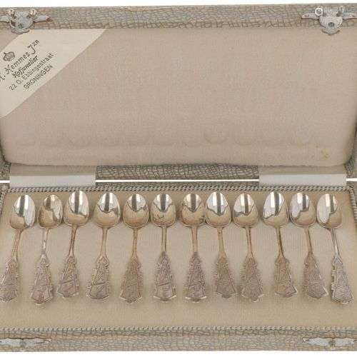 (12) piece set of silver coffee spoons.