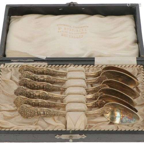 (6) Piece set of silver coffee spoons.