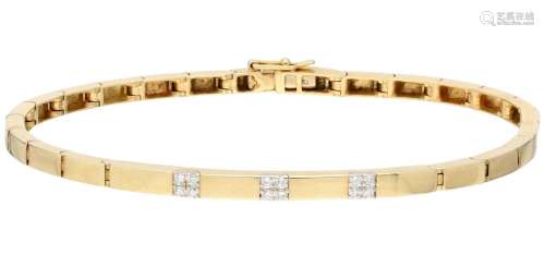 14K. Yellow gold link bracelet set with approx. 0.06 ct. dia...