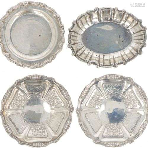 (4) piece lot of bonbon or 'sweetmeat' dishes in silver.