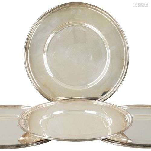 (6) piece set silver-plated bottom plates.