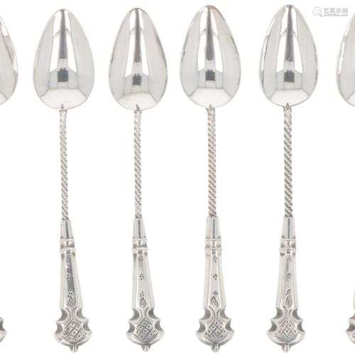 (6) piece set of silver coffee spoons.