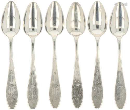 (6) piece set coffeespoons silver.