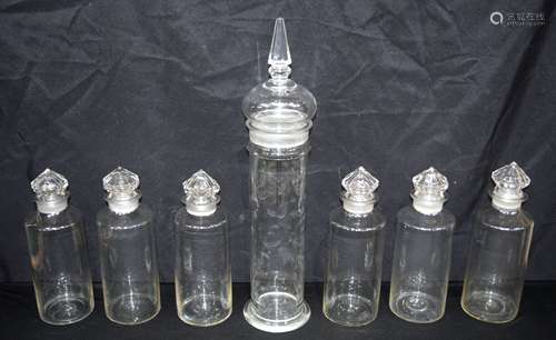 A collection of Victorian glass chemist jars 58cm (7).