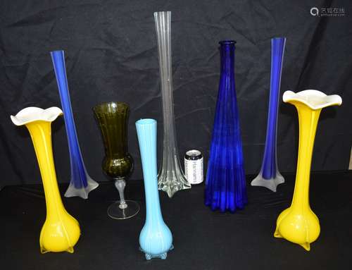 A quantity of large glass vases. 51cm (8)