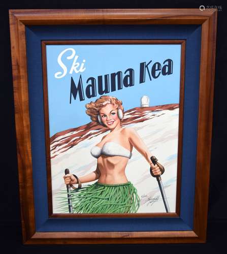 A framed print by Garry Palm of Mauna Kea Hawaii 61 x 45 cm