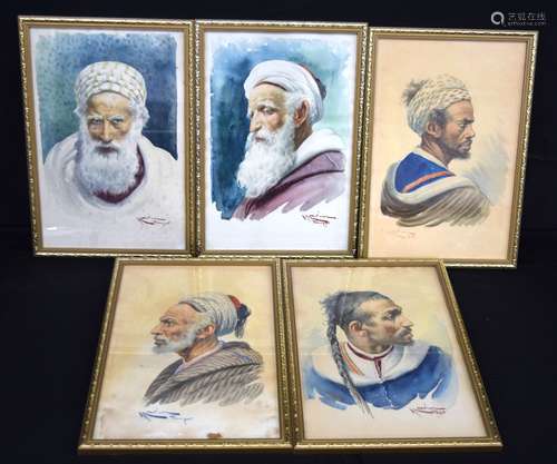 Marin Emile (1876- 1940) collection of framed Orientalist wa...